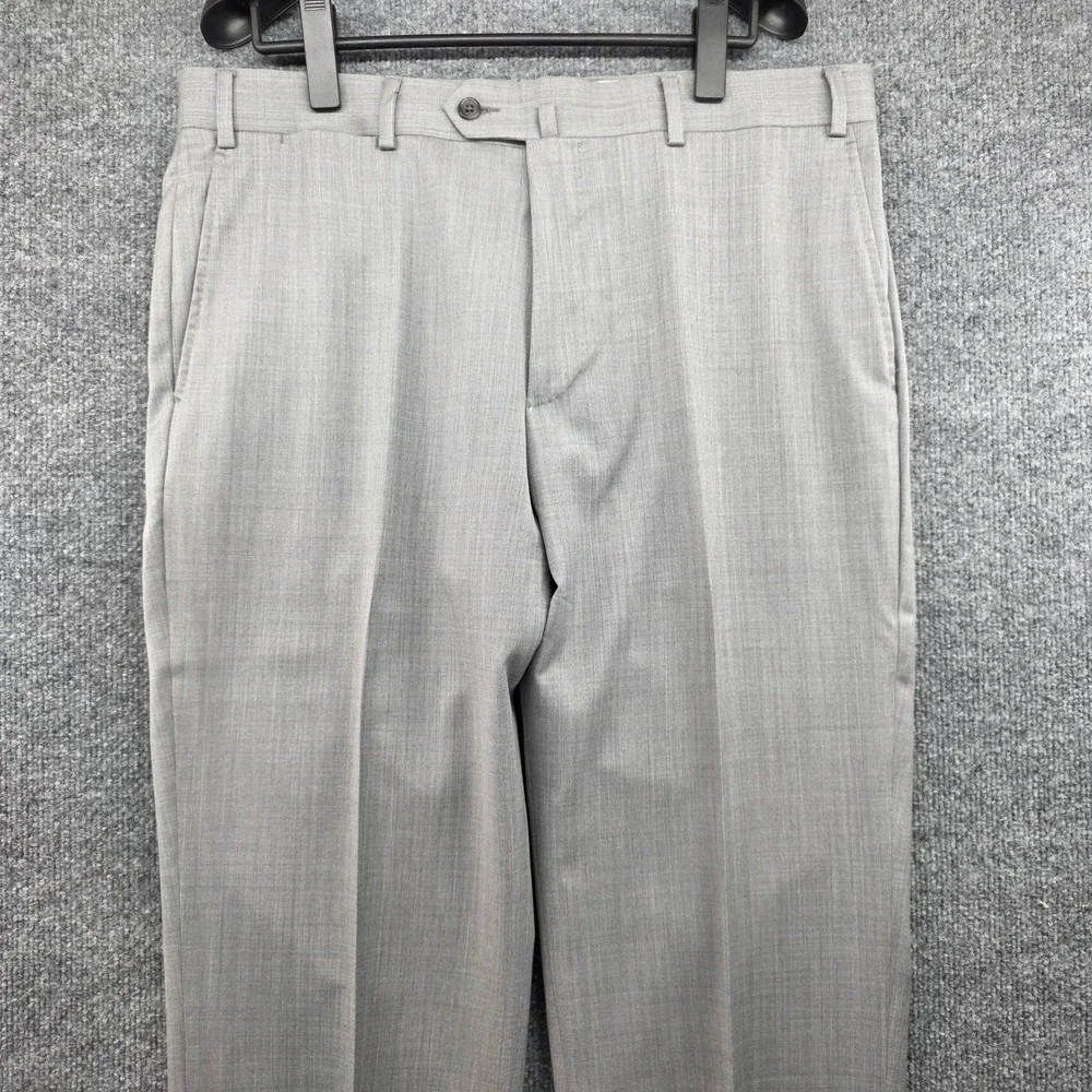 Peter Millar Mens Size 35‎ Gray 100% Wool Flat Front Dress Pants Slacks MS17B99
